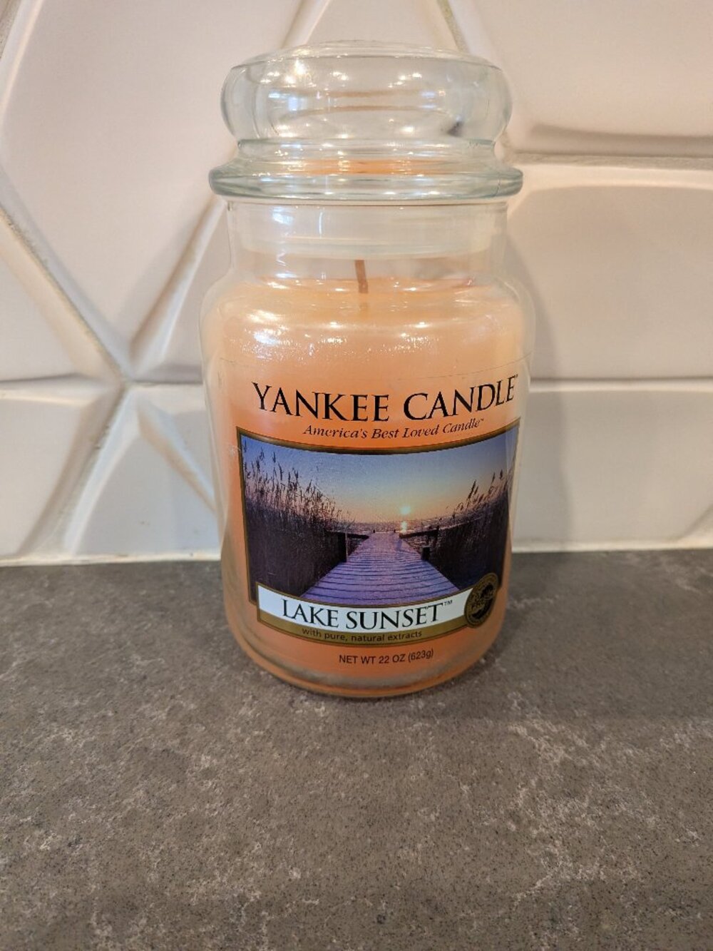 Yankee candle sunset lake new large 22oz jar white label